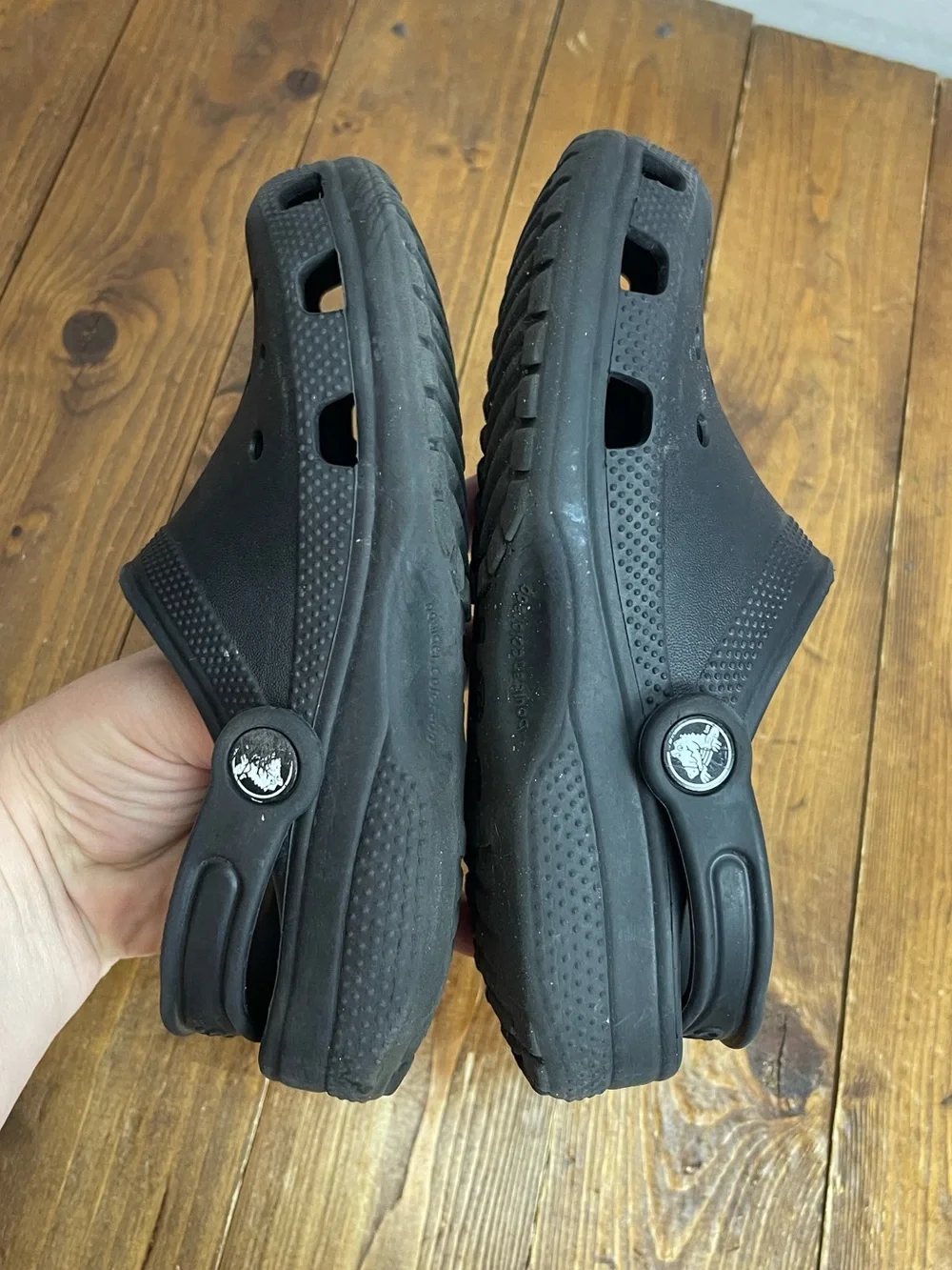 Crocs black foam clogs kids size 3